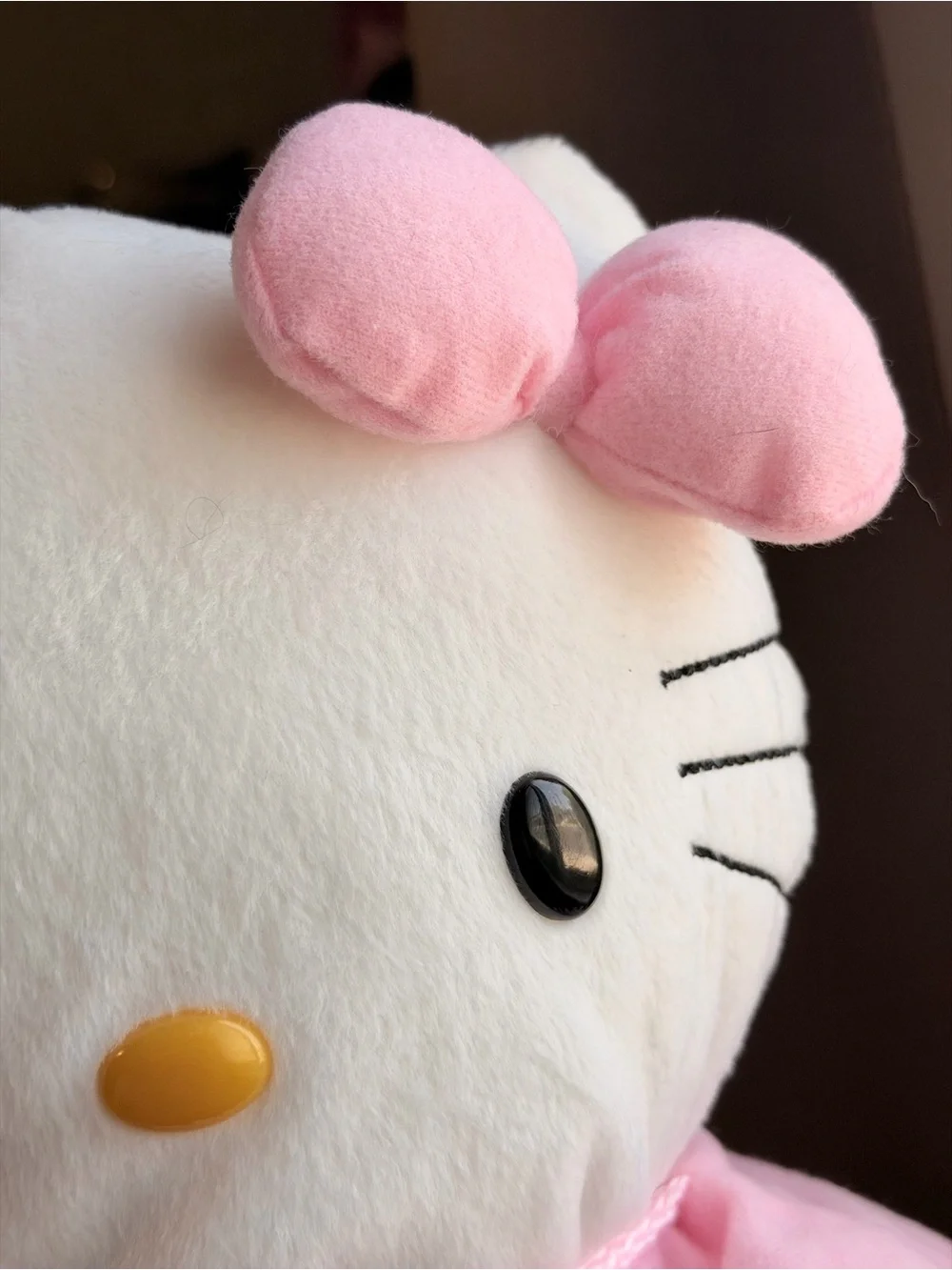 Vintage 2010 Sanrio Hello Kitty White & Pink Plush with Pom-Pom Cape 13“